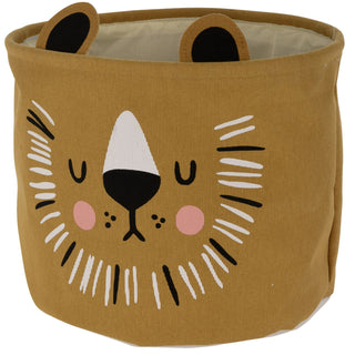 Set Of 2 Childrens Fabric Storage Baskets | Kids Toy Storage Boxes - Lion