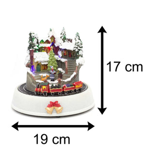 Light Up LED Animated Christmas Village Ornament | Christmas Scene With Moving Train Xmas Model Village | Design Varies One Supplied