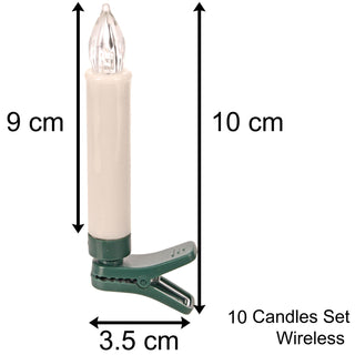 10 Flameless Clip On Led Christmas Tree Candles Set | Remote Control Battery Operated Wireless Candles | Candles With Timer Function