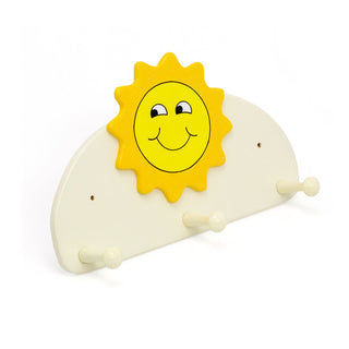 Children's Sunshine Coat Rack | Kids Wall Mounted Wooden Coat Hooks 3 Coat Pegs