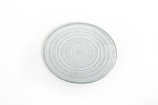 Metallic Silver Glitter Glass Candle Plate Holder Coaster