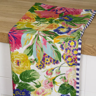 Sanderson - Very Rose & Peony Tea Towel | Floral Cotton Kitchen Tea Towel
