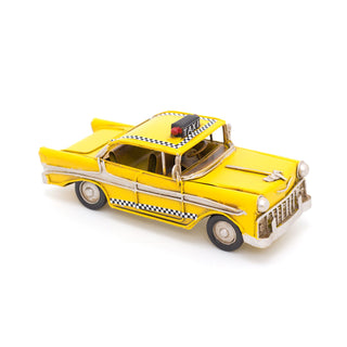 16cm Retro New York City Taxi Tin Model Car | Vintage Metal American Yellow Cab Decoration | Yellow Taxi Cab Ornament