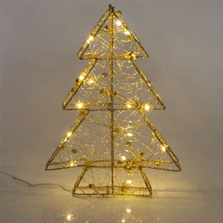 Gold Glitter Free Standing Christmas Tree Ornament | Battery Operated Christmas Tree Decoration With 20 LED Lights | LED Christmas Tree Light - 30cm