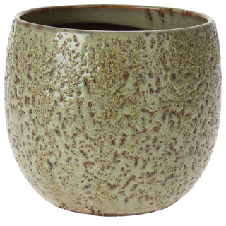 Reactive Glaze Green Ceramic Plant Pot | Flower Pot Planter With Textured Design