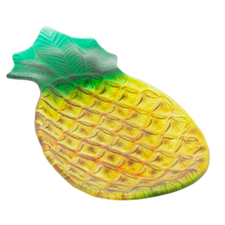 Pineapple Serving Platter 35cm Textured Glass Tropical Party Plate Dish