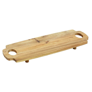 Acacia Serving Board with Legs, 58cm Raised Wooden Serving Platter with Handles