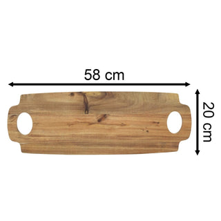 Acacia Serving Board with Legs, 58cm Raised Wooden Serving Platter with Handles