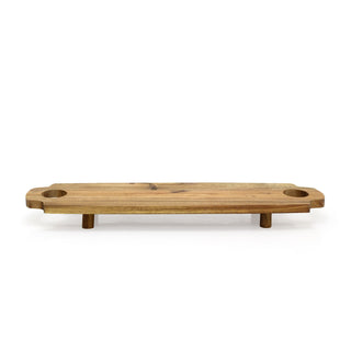 Acacia Serving Board with Legs, 58cm Raised Wooden Serving Platter with Handles