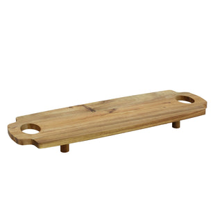 Acacia Serving Board with Legs, 58cm Raised Wooden Serving Platter with Handles
