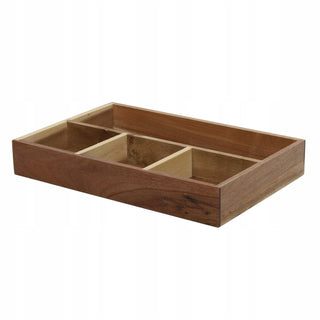 Acacia Wood Drawer Organiser | 4 - Compartment Storage for Home & Office – 30x20cm