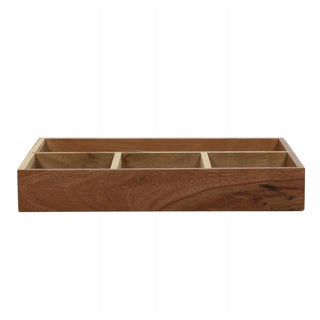 Acacia Wood Drawer Organiser | 4 - Compartment Storage for Home & Office – 30x20cm