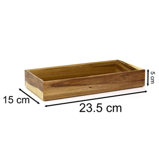 Acacia Wood Rectangular Organiser | Stackable Storage Tray for Drawers 23.5x15cm