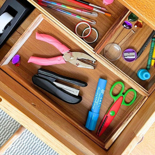 Acacia Wood Rectangular Organiser | Stackable Storage Tray for Drawers 23.5x15cm