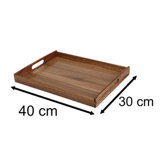 Acacia Wood Serving Tray with Handles | Wooden Tray for Food & Drinks - 40x30cm
