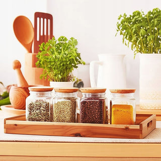 Acacia Wood Serving Tray with Handles | Wooden Tray for Food & Drinks - 40x30cm