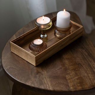 Acacia Wood Stackable Organiser Box | Tray for Desk, Kitchen & More - 30x15cm