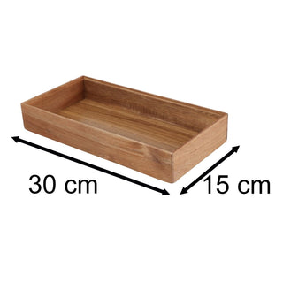 Acacia Wood Stackable Organiser Box | Tray for Desk, Kitchen & More - 30x15cm