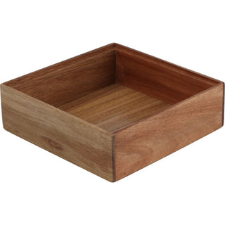 Acacia Wood Storage Box | Stackable Square Organiser Tray for Drawers - 15x15cm