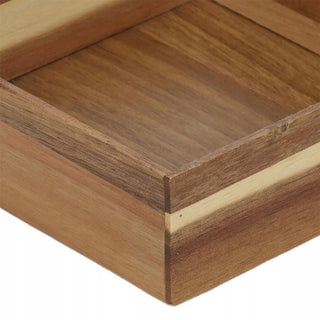 Acacia Wood Storage Box | Stackable Square Organiser Tray for Drawers - 15x15cm