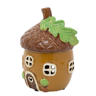 Acorn House Wax Melt Burner | 15cm Ceramic Woodland Acorn Tealight Oil Diffuser