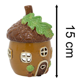 Acorn House Wax Melt Burner | 15cm Ceramic Woodland Acorn Tealight Oil Diffuser
