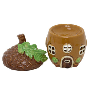 Acorn House Wax Melt Burner | 15cm Ceramic Woodland Acorn Tealight Oil Diffuser