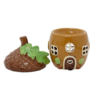 Acorn House Wax Melt Burner | 15cm Ceramic Woodland Acorn Tealight Oil Diffuser