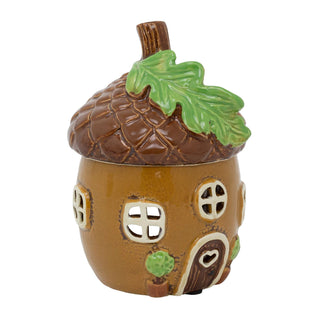 Acorn House Wax Melt Burner | 15cm Ceramic Woodland Acorn Tealight Oil Diffuser