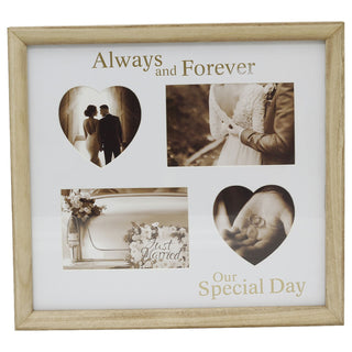 Wooden 4 Aperture Wedding Photo Frame, Wall Hanging Four Photo Display