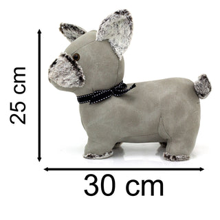 Chico Chihuahua Doorstop | Faux Leather Weighted Grey Puppy Dog Door Stop 1.7kg