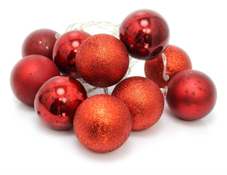 10 Piece LED Red Bauble Ball Garland Light String Chain Christmas Decoration
