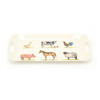 40cm Country Life The Farmyard Carry Tray | Animal Design Rectangle Tray Serving Tray | Melamine Country Kitchen Tea Coffee Tray