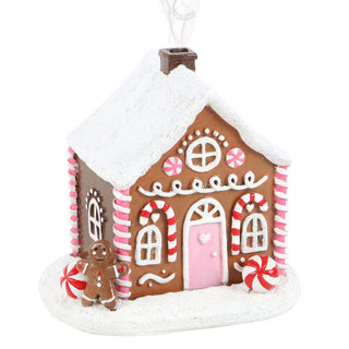Pink Gingerbread House Incense Burner | Christmas Ornament with Cinnamon Cones