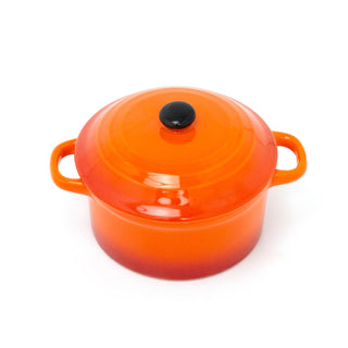 Ovenproof Ceramic Porcelain Pan Mini Casserole Oven Dish Cocotte With Lid 10cm - Orange