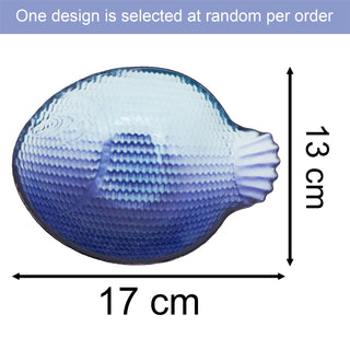 Fish Shaped Glass Bowl, 220ml Blue Nautical Snack Serving Dish 17x13cm