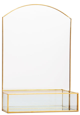 Stunning Gold Effect Metal Dressing Table Vanity Mirror ~ Modern Display Storage Shelf