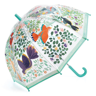 Djeco DD04804 Childrens Clear Dome Umbrella  for Kids - Flowers & Birds