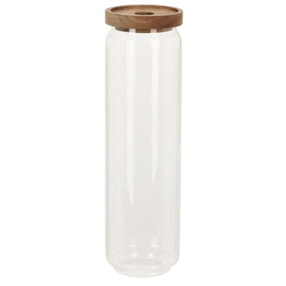 Airtight Glass Food Storage Container with Wooden Lid Spaghetti Jar 1500ml