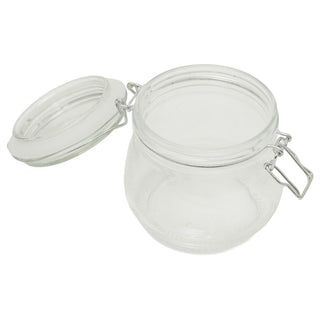 Airtight Set of 4 Glass Kitchen Food Storage Jars, Clear Glass Canister Set