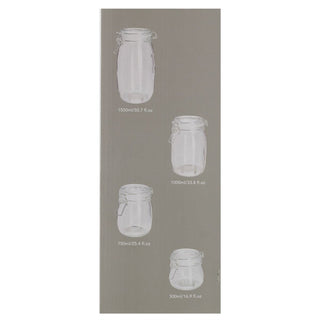 Airtight Set of 4 Glass Kitchen Food Storage Jars, Clear Glass Canister Set
