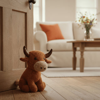 Albie Highland Cow Fabric Doorstop | Highland Cow Door Stop Animal Door Stopper