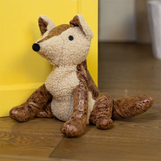 Amber Fox Doorstop | Novelty Faux Leather Fox Shaped Animal Door Stop - 25cm