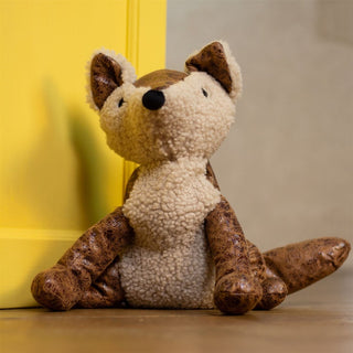 Amber Fox Doorstop | Novelty Faux Leather Fox Shaped Animal Door Stop - 25cm
