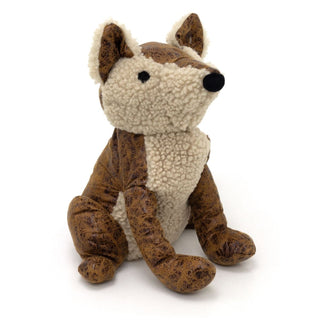 Amber Fox Doorstop | Novelty Faux Leather Fox Shaped Animal Door Stop - 25cm