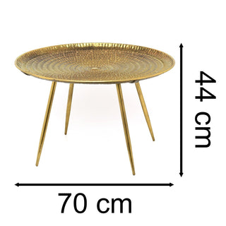 Antique Gold Round Metal Coffee Table | Occasional Side Table for Living Room