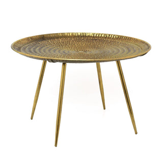 Antique Gold Round Metal Coffee Table | Occasional Side Table for Living Room