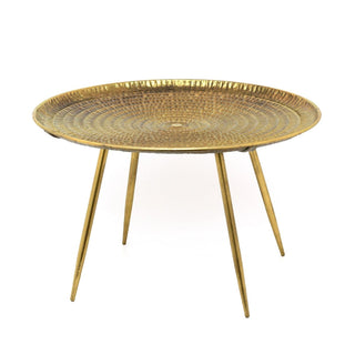 Antique Gold Round Metal Coffee Table | Occasional Side Table for Living Room