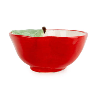Apple Shaped Dish | Red Ceramic Apple Snack Bowl with Leaf Detail - 13cm