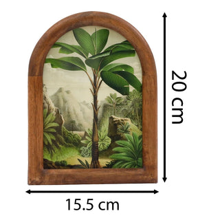 Arched Parrot Palm Photo Frame | Wooden 5x7 Vintage Style Picture Frame - 20cm